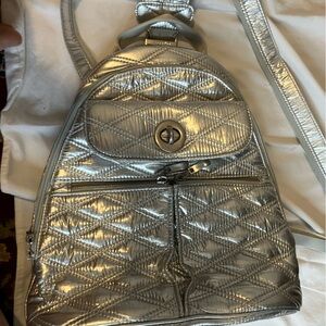 Baggallini Bright Silver Mini Backpack